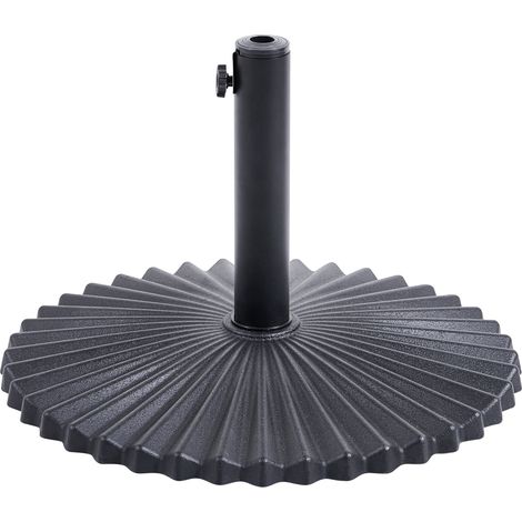 Base para sombrilla de acero acanalado con recubrimiento en polvo resistente a las manchas y agua mástil ajustable negro Carezza (1/5)