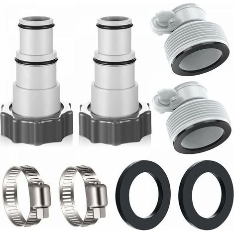 Adaptateur Tuyau Piscine - 32 mm à 38 mm - Pour Raccordement Filtre Pompe Submersible Vanne à Piston - Kit Complet avec Colliers et Joints - 6 Pièces (1/5)