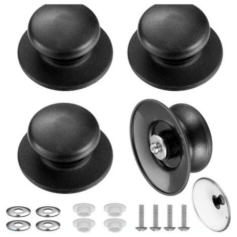 4 pezzi di maniglia per coperchio di pentola, manopola universale per coperchio di pentola in ghisa, manopole di ricambio in bachelite, maniglia per coperchio di pentola, resistente al calore, con vit (1/4)