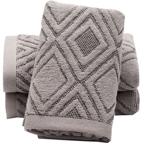 Lot de 2 serviettes de toilette à motif losanges, 100 % coton, douces et absorbantes, pour la salle de bain, 34 x 74 cm (1/5)