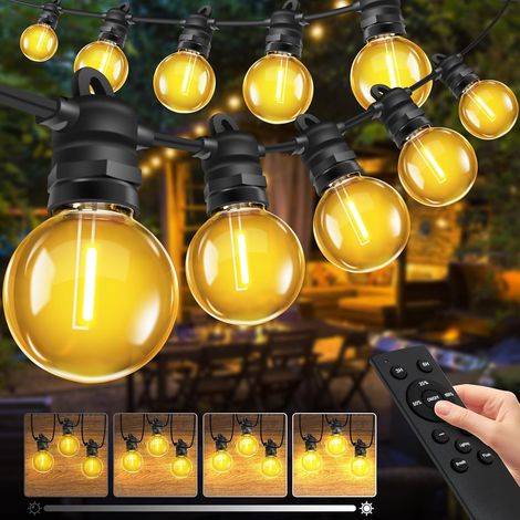 Guirlande lumineuse d'extérieur, 20M Guirlande Guinguette avec 33 + 2 pièces ampoules G40, étanche IP68, intensité variable, avec télécommande, pour jardin, terrasse, fête, mariage, Noël (1/5)