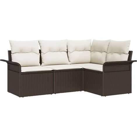 Maison Exclusive - Gartensofa-set mit Kissen 4 pcs Braun Poly-Rat