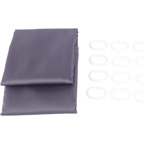 Rideau de douche imperméable lavable pour protection intimité, gris foncé 200x200 (largeur x hauteur) avec crochets, idéal maison hôtel salle de bain. (1/5)