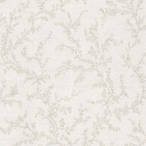 Papel pintado naturaleza Profhome 790903 papel pintado vinílico estampado en caliente tejido non tejido ligeramente texturado con ornamentos florales mate gris blanco-crema gris claro 5,33 m2
