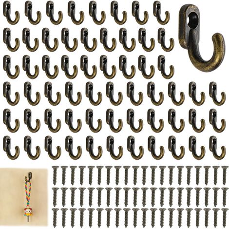 60 Pièces Mini Crochets Décoratifs avec 60 Vis Mini Crochet 1,7x1,3cm (1/5)