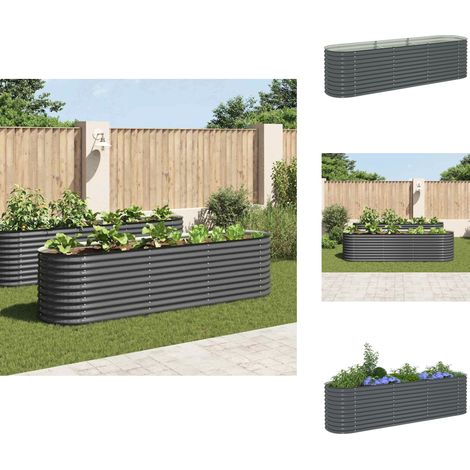 Garten-Hochbeet 320x80x81 cm Verzinkter Stahl Grau - Gartenhochbeet - Stahlteil - Balkonbepflanzung - Terrasse Bepflanzung - Pflanzenbehälter (1/5)