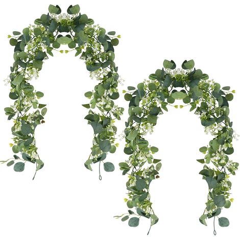 2 Pièces Guirlandes Artificielles D'Eucalyptus, 180cm Artificiel Faux Eucalyptus Vignes, Feuilles d'eucalyptus Vignes, Seches Naturel Guirlande pour la Décoration Murale Mariage Table (1/5)