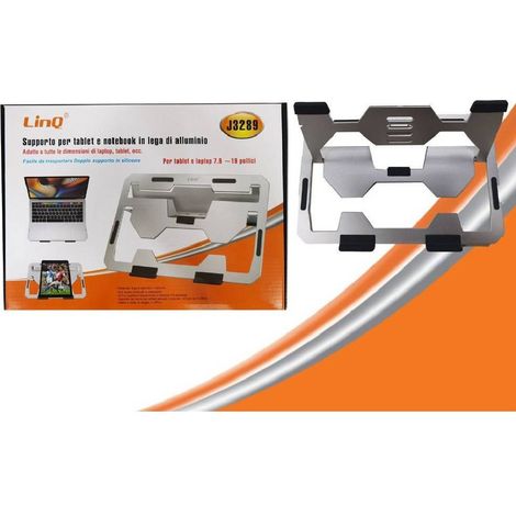 Linq - Staffa Supporto Base Regolabile In Alluminio Per Pc Notebook Tablet 7.9-19" J3289 -