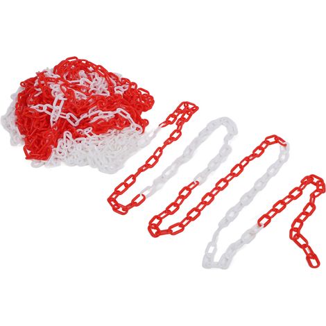 Chaînes de signalisation ABS 6mm, 25m, barrières de sécurité, maillons pour jardins, parkings et contrôle routier, rouge et blanc (1/5)