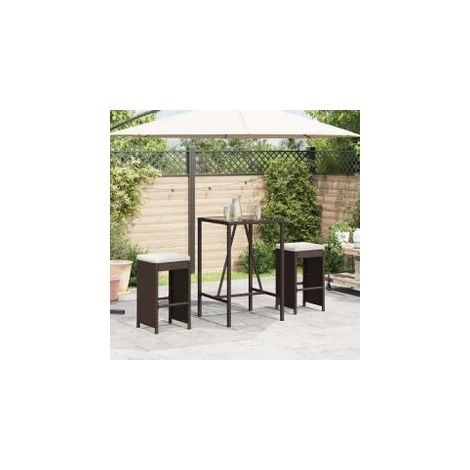 Tabourets de bar jardin coussins lot de 2 marron résine tressée (1/5)