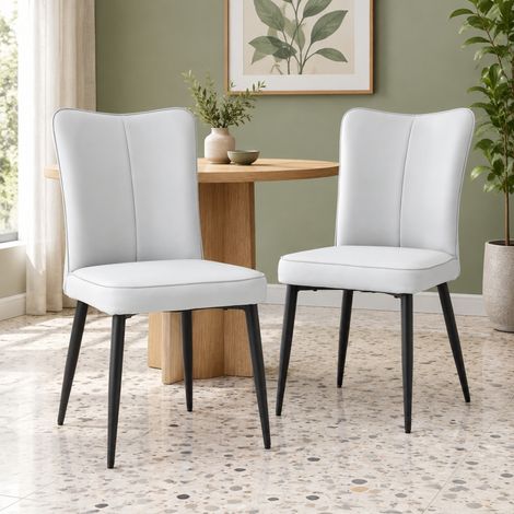 Sedie da pranzo moderne in PU grigio chiaro, set da 2, 89 cm, gambe in metallo nere HAVRYA (1/5)