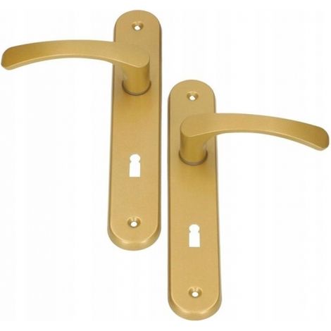 Manilla de puerta pintada en color dorado, 90 mm, accionada con llave - MP KL D9K PLN