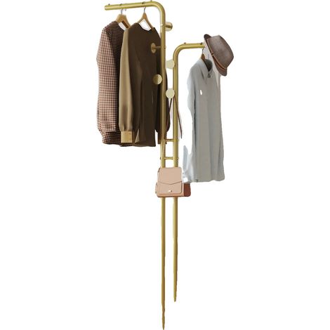 Porte-manteau, Design à double support, Base en granit robuste, Or et blanc, L (1/5)