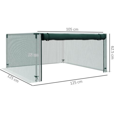 Filet de jardin (filet anti-insectes) avec porte à fermeture éclair : 1,25x1,25m, étanche au vent en acier, verte, pour jardin & terrasse (1/5)