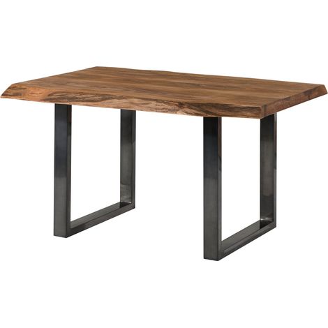 FREEFORM 5 tavolo da pranzo in legno di sheesham - verniciato natur / gambe in ferro U antracite lucido 160x90
