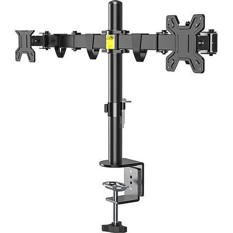 Support double écran 17''-27'', bras de fixation pour écran d'ordinateur, charge jusqu'à 9,9 kg par bras, pivotant et inclinable. (1/5)