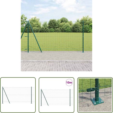 vidaXL Clôture en acier -  Clôture avec poteau Vert 1,2 x 10 m Acier et PVC (1/5)