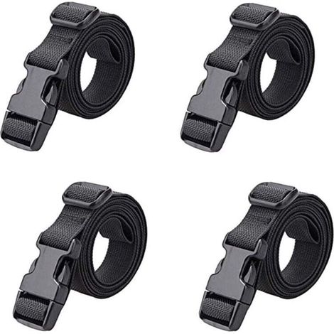 4 pièces Sangle à Boucle Rapide 25 mm Sangle Valise Petite Sangle à , XU,Cliquet Plastique pour Arrimage Bagage Fixation Déménagement (Noir - 25 mm, 1.8 m) - KZQ (1/4)