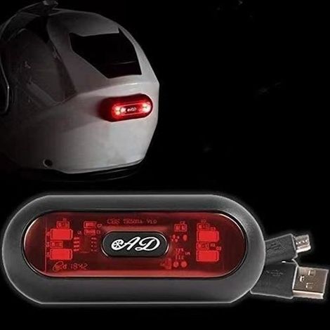 Eclairage à LED Rechargeable par USB pour Casque Moto,Scooter Velo VTT Trottinette,Clignotant Moto LED feu arrière Rouge Lampe(Noir) (1/4)