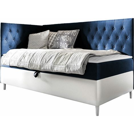 Lit boxspring Lucus III, Soft 017 + Fresh 11, Continental, Unique, 80x200, Tissu, Faux cuir, Disponible, 88x208x115cm (1/5)