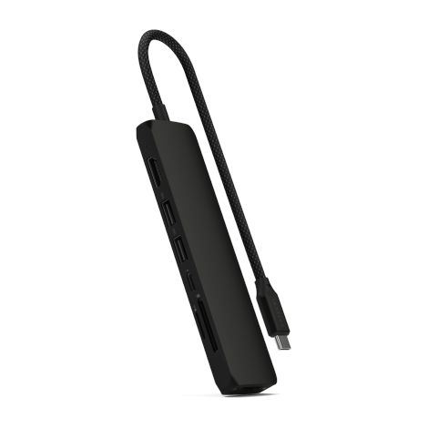 Adattatore multiporta sottile Satechi 7 in 1 USB-C con Ethernet - adattatore per dispositivi mobili (USB-C PD, 2x USB-A, HDMI 4K, Ethernet, lettore di schede micro/SD) (nero) (1/3)