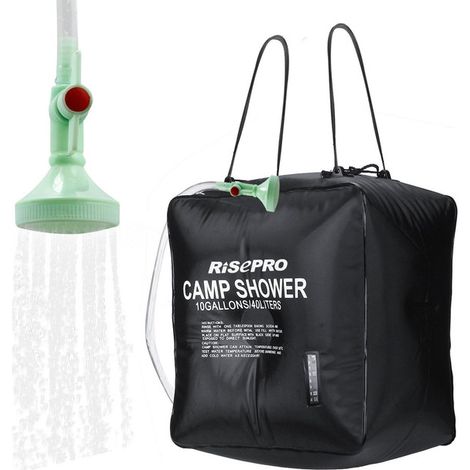 Douche Solaire de Camping 40L - Sac de Douche Portable avec Indicateur de Température et Pommeau Réglable - Idéal pour Randonnée, Escalade et Jardin (1/5)