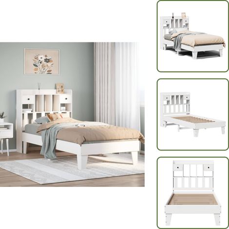 vidaXL Cadre de lit sans matelas blanc 75x190 cm bois de pin massif (1/5)