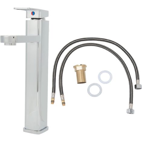 Robinet de Lavabo Carré en Acier Inoxydable Chromé pour Salle de Bain - Mitigeur Mono-perce (1/5)