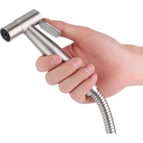 Pulvérisateur de bidet de salle de bain en acier inoxydable de haute qualité, pulvérisateur de toilette portatif, pulvérisateur pour couches de bébé, ensemble de bidet portatif (norme américaine 7/8) (1/5)