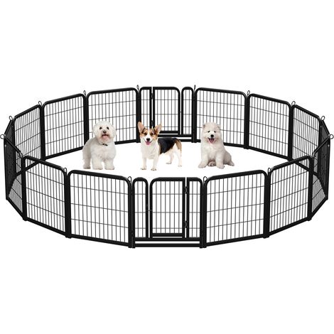 Yaheetech Recinto per Cani Cuccioli Gatti Conigli Animali Domestici 16 pz 63 x 63 cm da Interno e Esterno Pieghevole Recinzione Rete Metallica Nero (1/5)