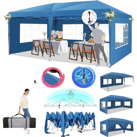 Abri de jardin pliant, Montage facile, Design étanche, Bleu (1/2)
