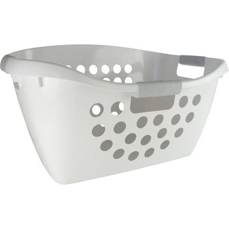 Corbeille à linge 50L bi-matière – Forme asymétrique pour machines à hublot – Poignées anti-glissants – Dimensions 60 x 40 x 32.5 cm – Laguelle