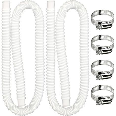 Set of 2 flexible hoses for above-ground pools, replacement hose for above-ground pools with 4 metal connectors, for replacement hoses for pool filter pumps (1/5)