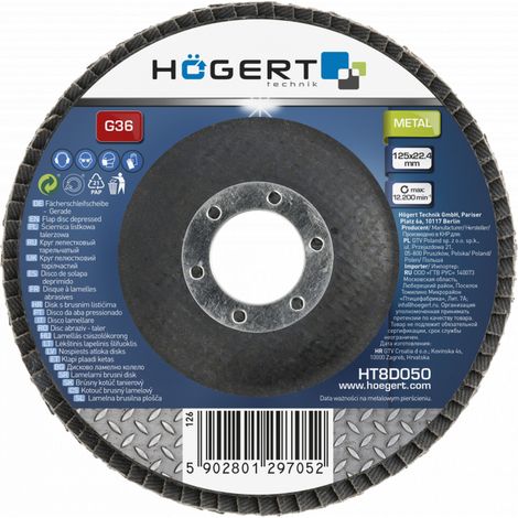 Högert Fächerschleifscheibe 125 x 22,4, G36 (1/2)