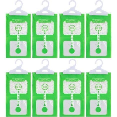Sac déshumidificateur Armoire, Sachets de 8 x 100g, Sac déshumidification Suspendu Anti-Moisissure, Effaces Moisture Set, Sachet anti-humidité pour la cuisine, la salle de bain et la voiture. (1/4)