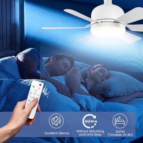 Ventilateur de plafond avec éclairage à intensité variable et télécommande E27, 40 W - 6 pales - Variateur tricolore (1/5)