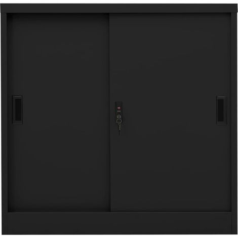 vidaXL Büroschrank mit Schiebetür Schwarz 90x40x90 cm Stahl