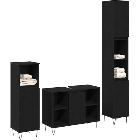 Maison Exclusive - Badezimmermöbel-Set 3 pcs Schwarz Eichen-Optik