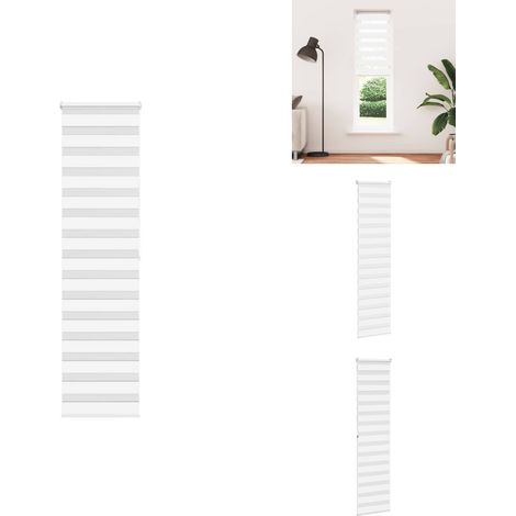 Store zèbre blanc 60x200 cm largeur du tissu 55,9 cm polyester - Store Zébré - Stores Zébrés - Store À Enrouleur Zébré - Double Store À Enrouleur (1/5)