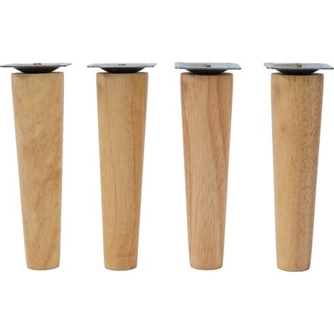 Pieds de rechange marron pour meubles en bois de 15 cm (conviennent pour canapé, fauteuil, repose-pieds, banc, table basse). (1/5)