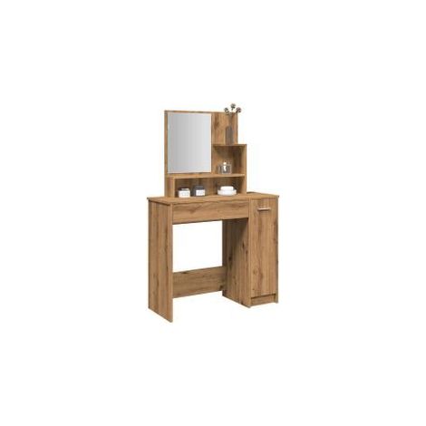 Coiffeuse avec miroir chêne artisanal 86,5x35x136 (1/5)