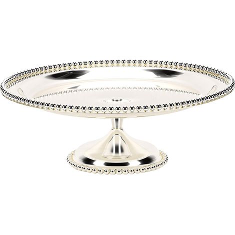 Plateau à pieds en acier inoxydable, assiette à gâteau en argent de Style européen Vintage, fruits pour fête de thé