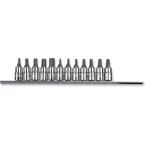 SET BINARIO CHIAVI A BUSSOLA 12pz 1/4" MASCHIO ESAGONALE E TORX CON FORO MUNDIAL (1/3)