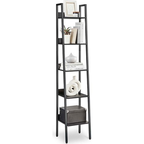 Libreria a 5 ripiani unità di archiviazione indipendente per soggiorno camera da letto cucina struttura in acciaio facile da montare stile industriale marrone rustico e nero 120005741