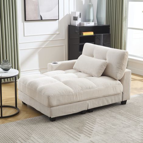 Sillón relax con USB y portavasos beige OKMYHOME (1/5)