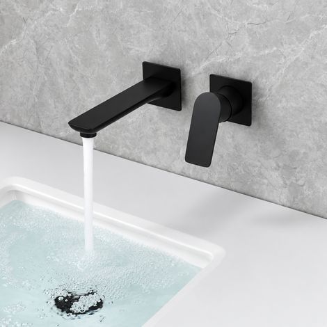 Mitigeur de Lavabo Mural Encastré en Laiton Noir Robinet Salle de Bain Eau Chaude et Froide 28 × 16 × 12 cm 2,4 kg – Livraison gratuite