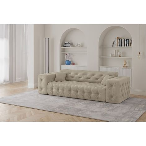 Sofa Designersofa CHANTAL 3-Sitzer in Stoff Moly Beige (1/5)
