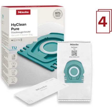 Lot de 4 sacs + 1 filtre HyClean Pure TU pour aspirateur Miele - 12557060