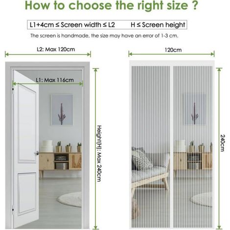 Moustiquaire magnétique pour porte-fenêtre - - 120x240 cm - Maille ultra fine - Fermeture magnétique automatique (1/5)