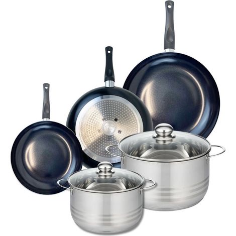 Ensemble de 3 Poêles de cuisson 20, 24 et 28 cm et 2 faitouts 20 et 24 cm Elo Prima Brillant (1/5)